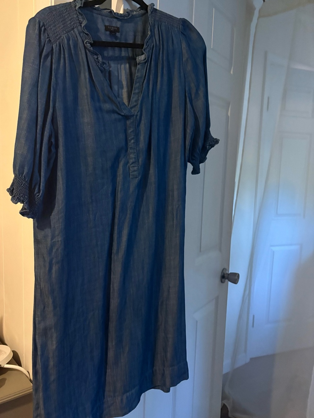 Talbots Blue Denim-Look Smock Dress